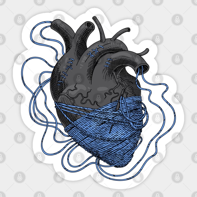 heart black tangled threads Sticker by Mako Design 